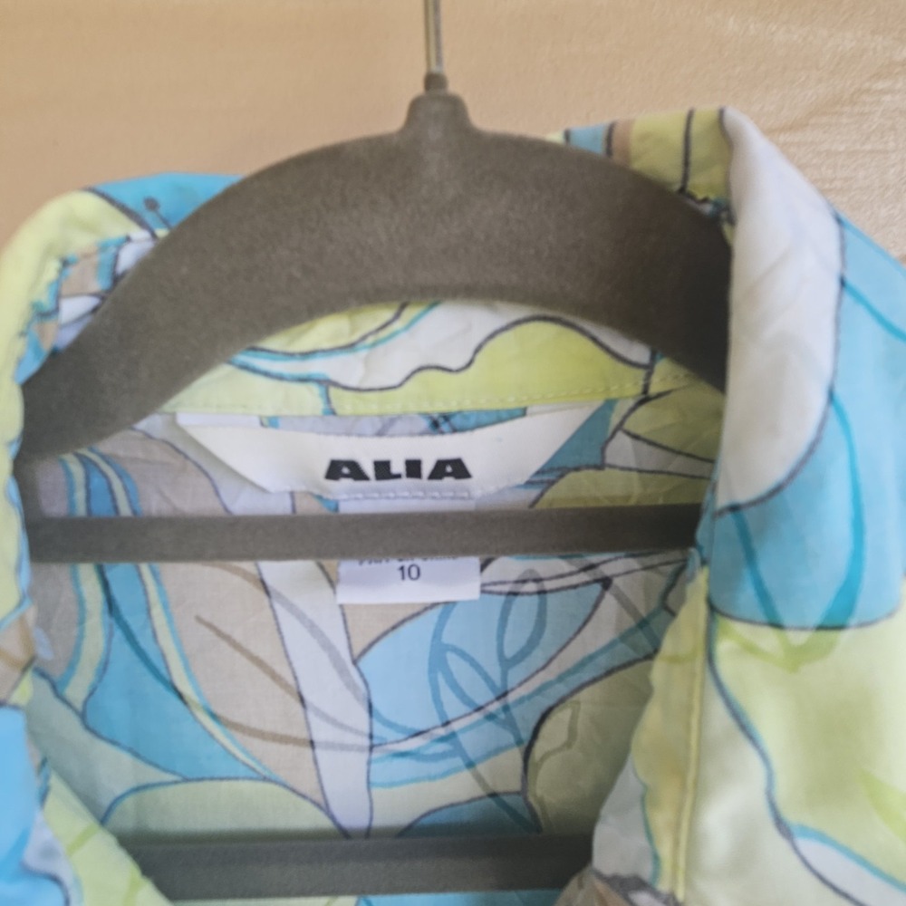 ALIA Tropical Colorful Button Up Women's Sz 10 - Picture 5 of 14